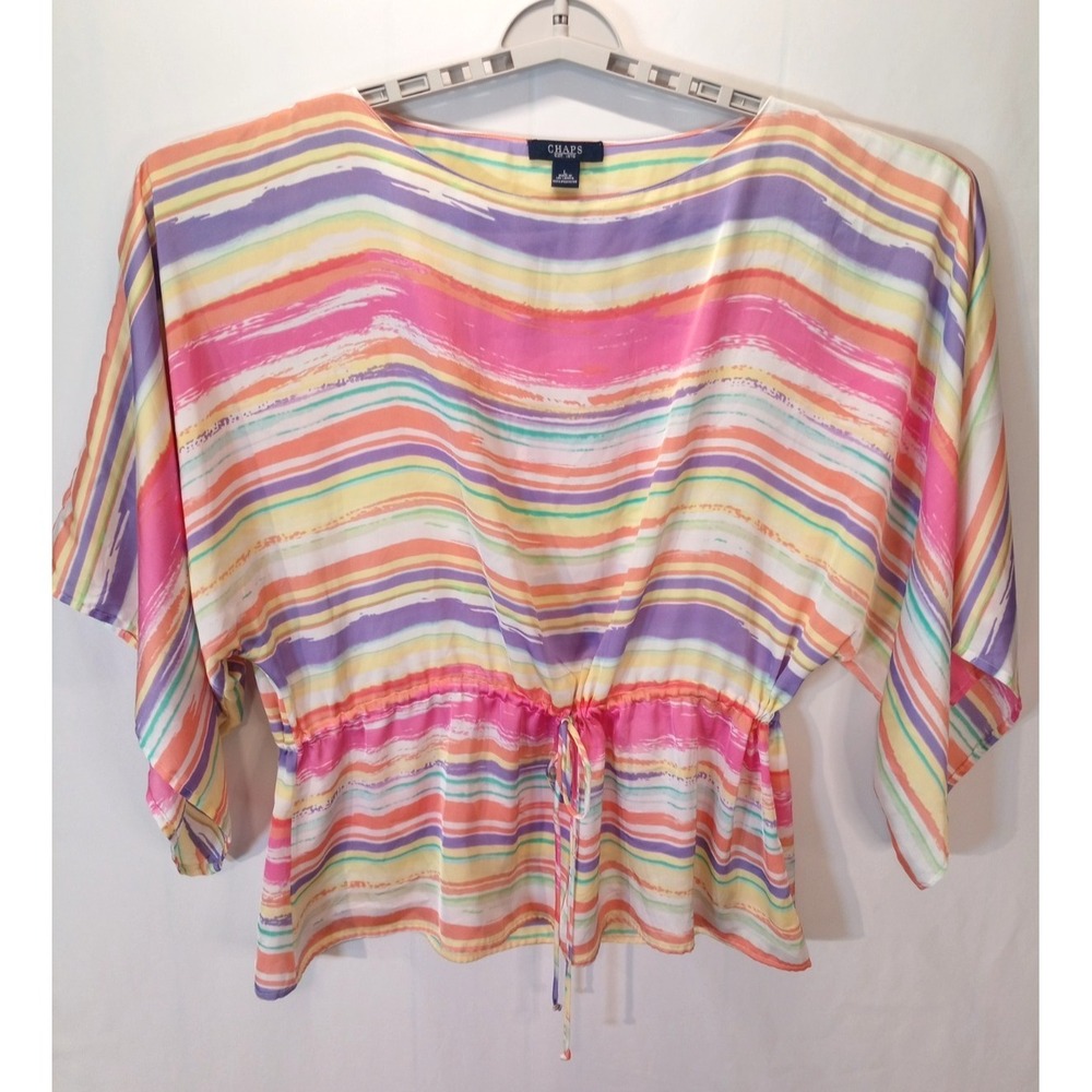 Chaps Kimono Dolman Sleeve Women's Blouse‎ Top, Large, Multicolor